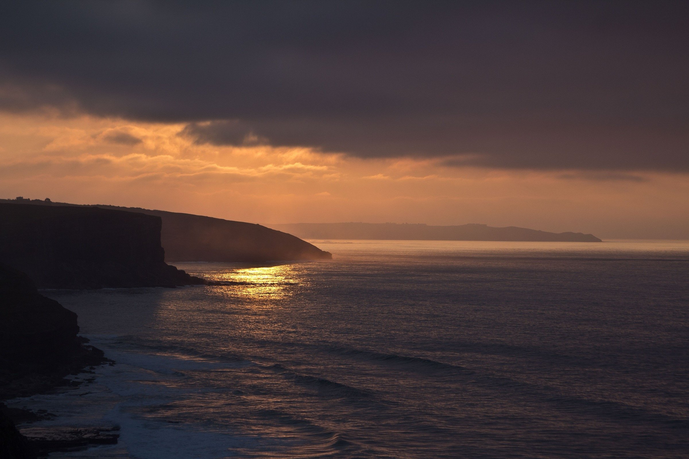Sunset over the cliffs of Toñanes on the western coast of Cantabria