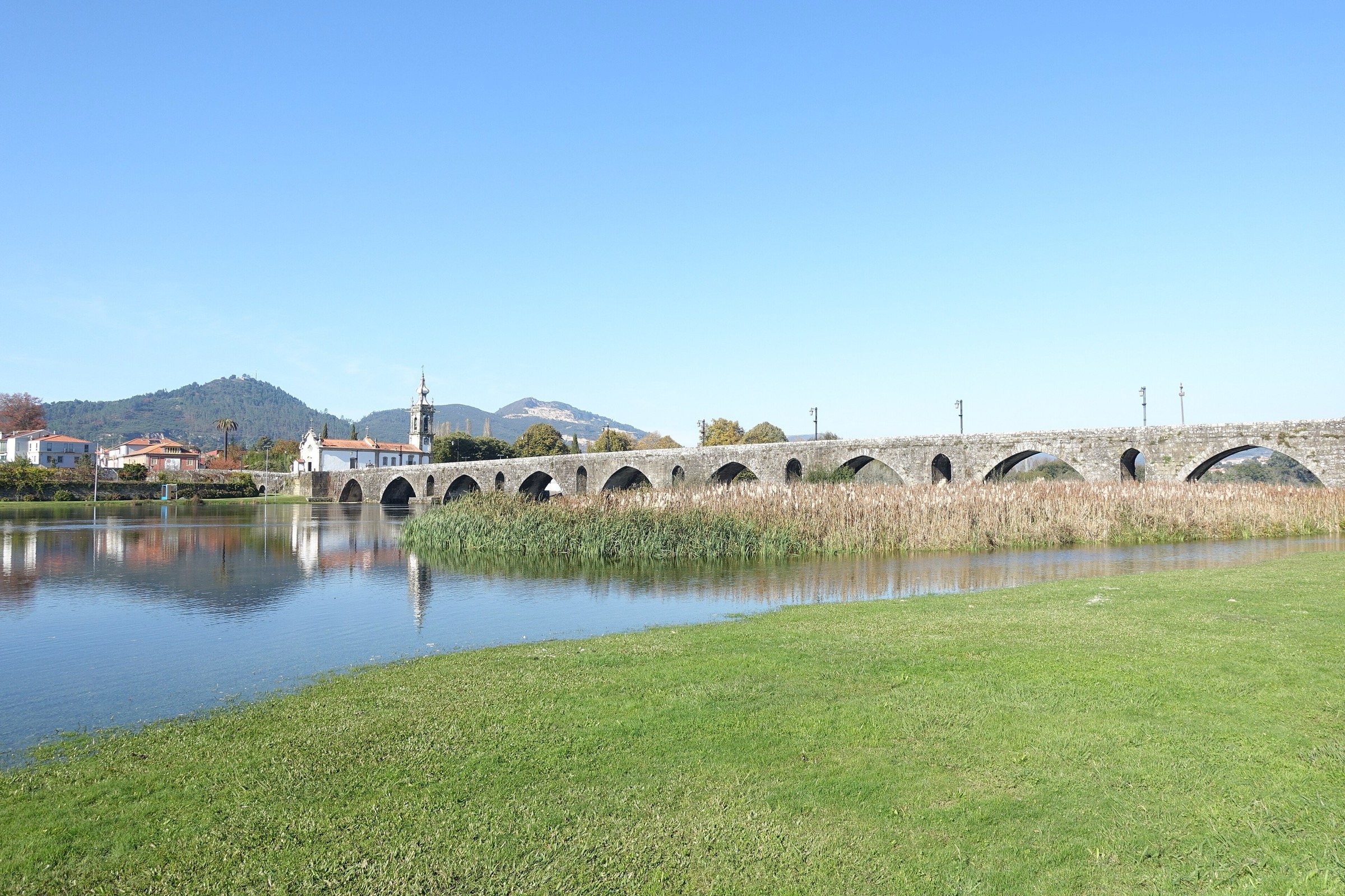 The bridge of Ponte de Lima on the banks of the River Lima, Portugal