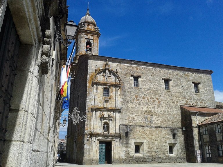 The church and its bell tower in the monumental quarter of Melide