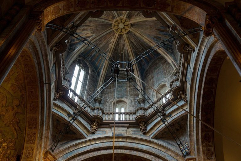 The dome of the cathedral of Santiago de Compostela and the botafumeiro’s pulleys
