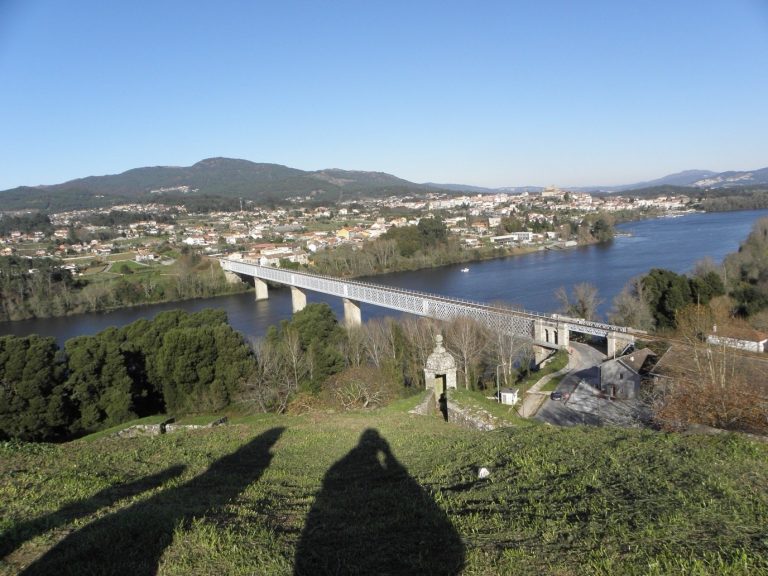 The international bridge over the Minho between Tui and Valença, seen from above